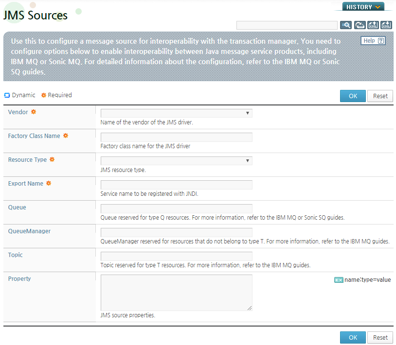 Adding a JMS Source in WebAdmin