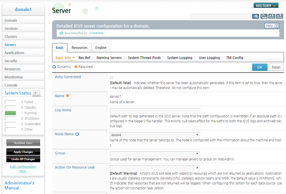 WebAdmin Server Configuration Page - Adding a Server