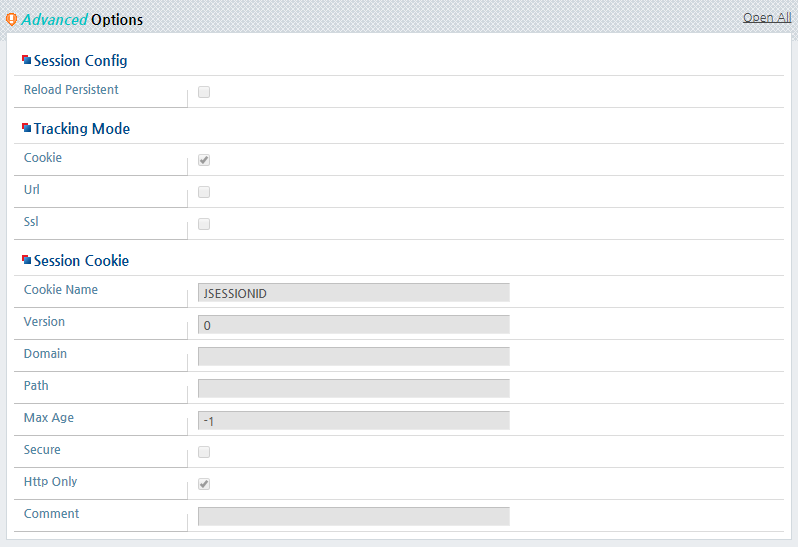 Session Configuration - Advanced Options