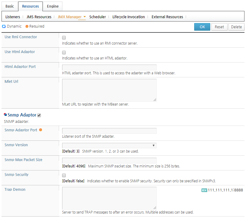 JMX Manager Configuration