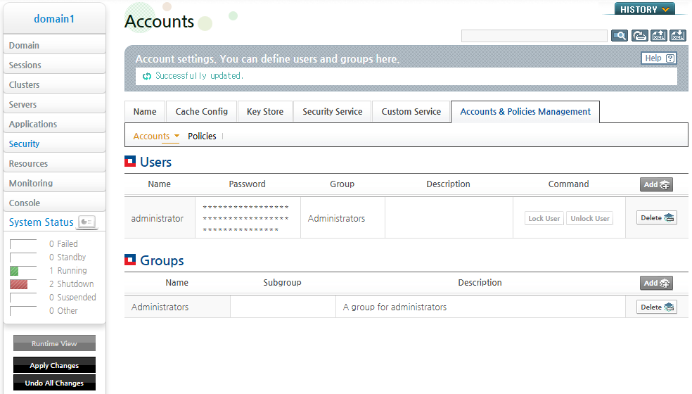 Password Configuration - Applying the Changes