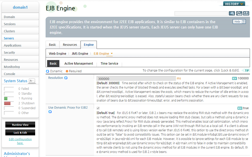 EJB Engine Setting