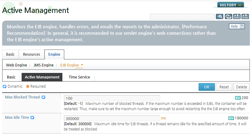 Configuring an EJB Engine - Active Management