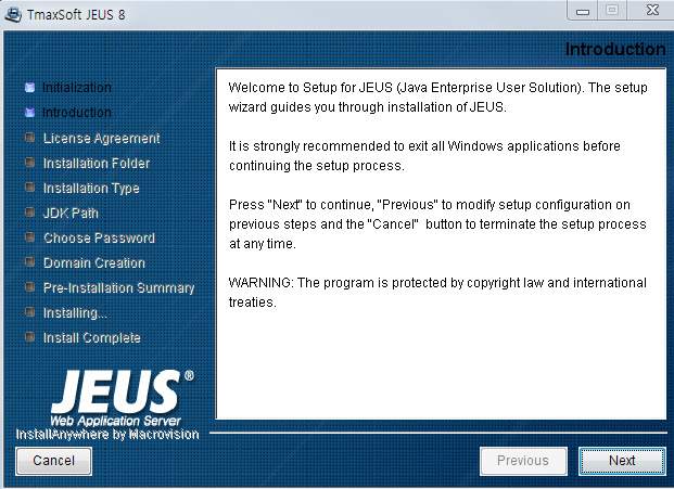 Installing JEUS on Windows - Introduction