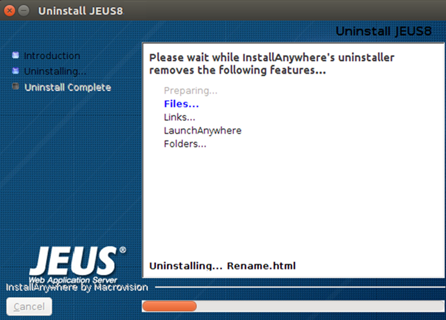 Uninstalling JEUS in GUI Mode - Uninstalling