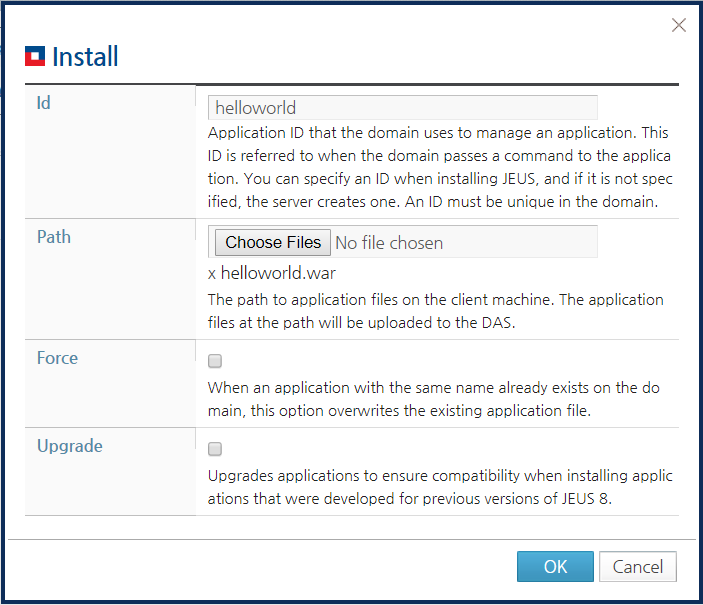 Deployed Applications Page - Selecting a Deployment Target