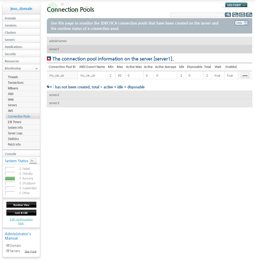 Monitoring JCA Connection Pools