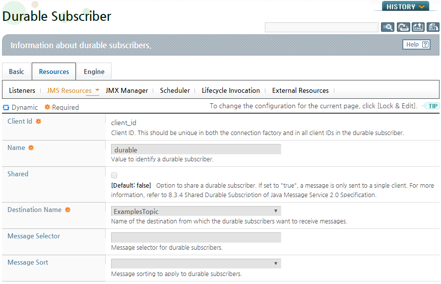 Durable Subscriber Configuration