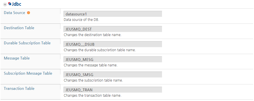 Persistence Store Configuration - Jdbc