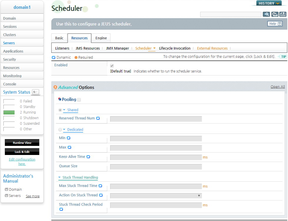 WebAdmin Scheduler Configuration Page