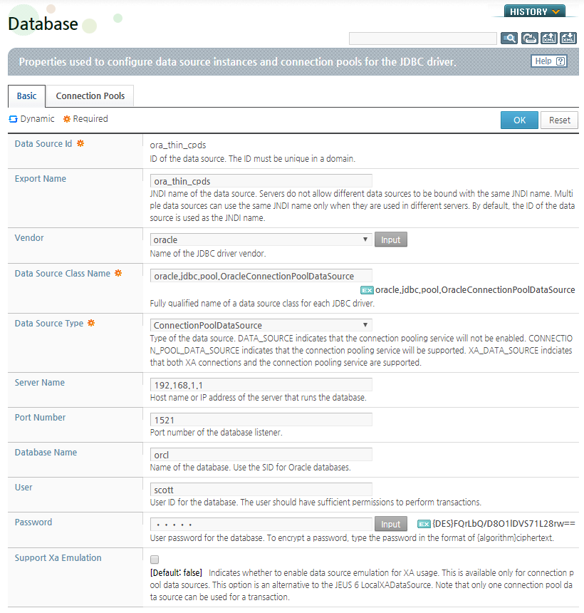 Configuring an Oracle Thin Connection Pool Data Source (1)