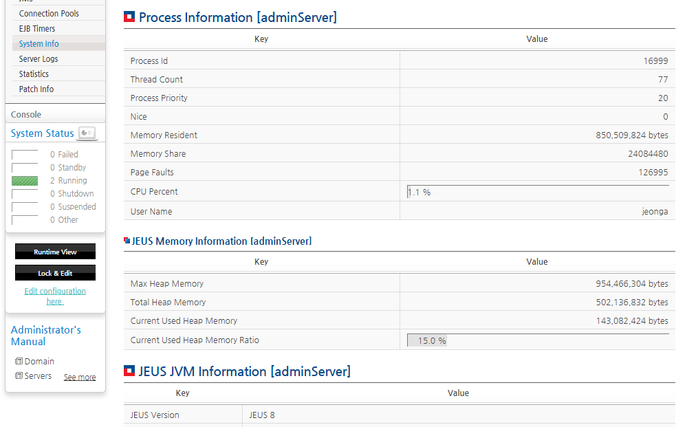 Checking Memory Information in WebAdmin