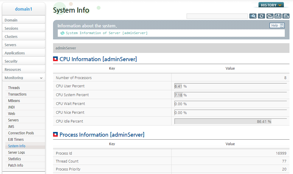 System Information Monitoring Page