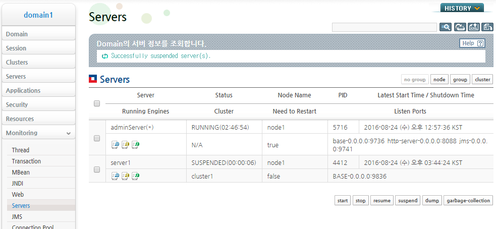 Suspending a Domain Server