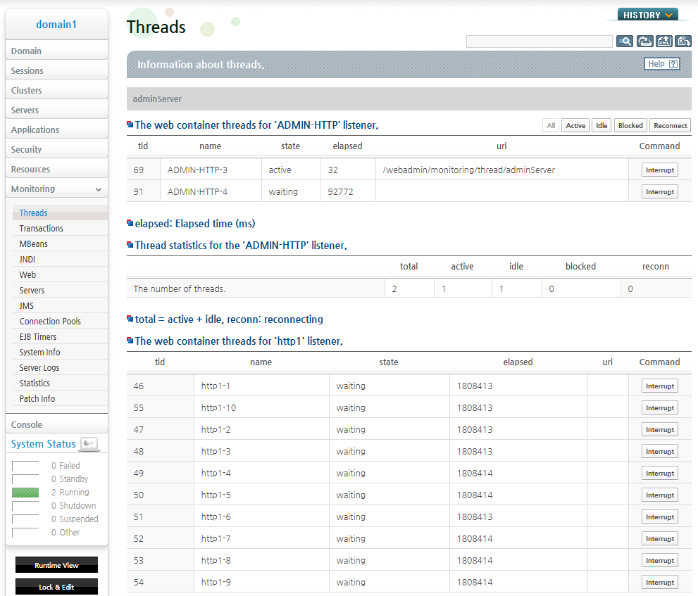 Checking Thread Information in WebAdmin