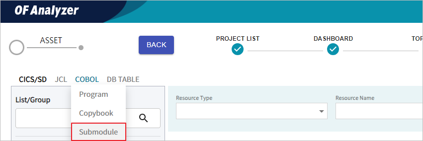 figure cobol submodule menu