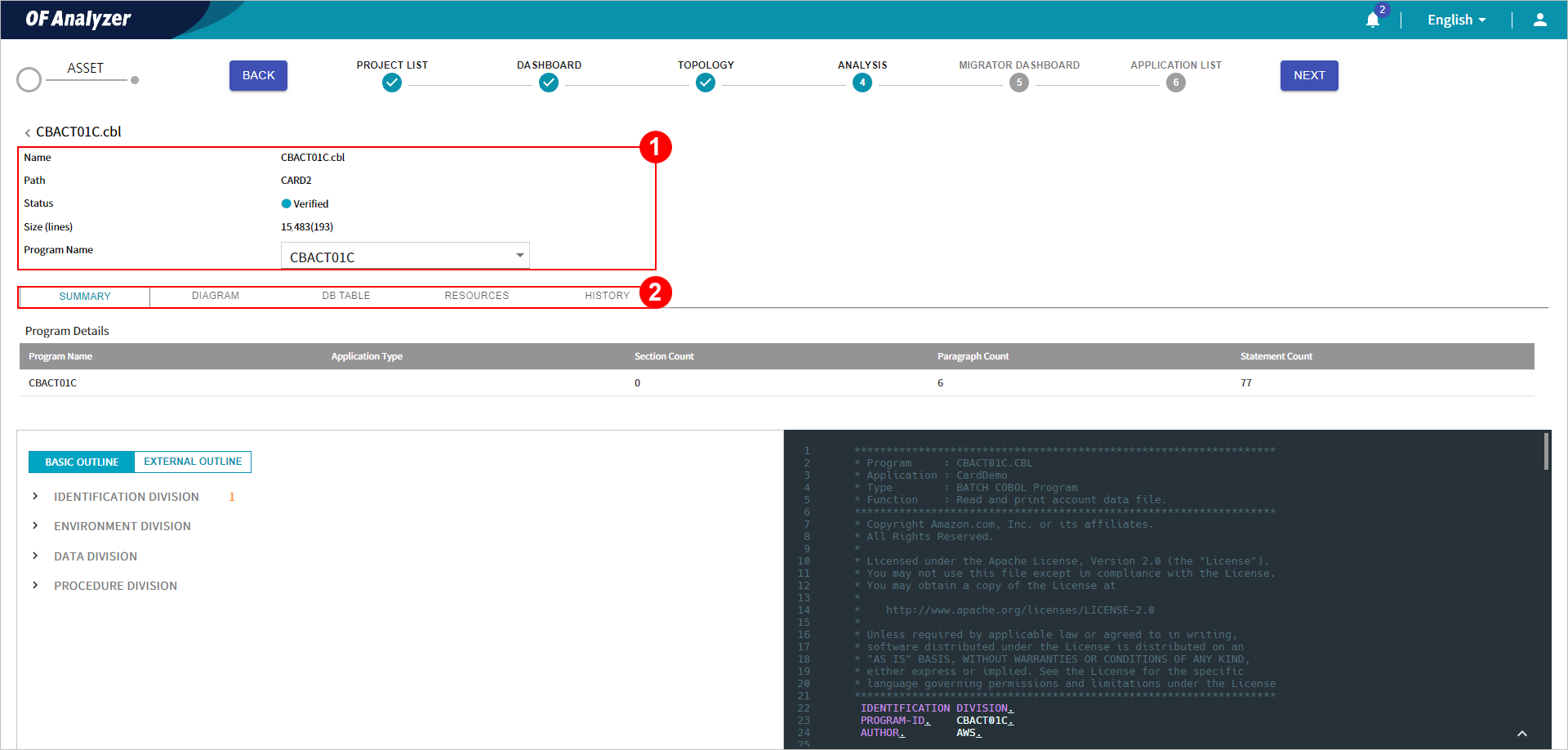 figure project analysis detail cobol