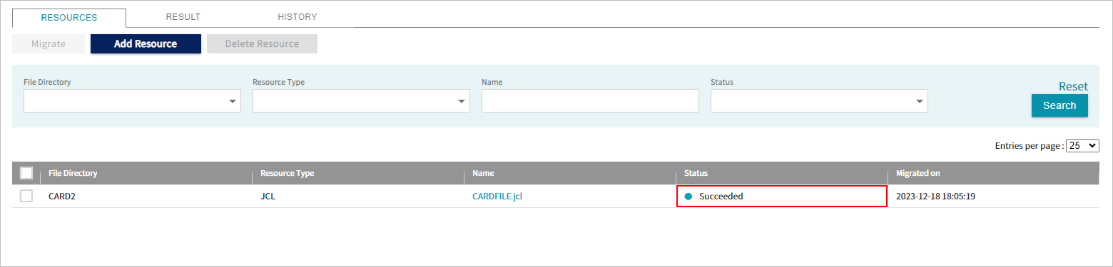 figure project app resource migrate result