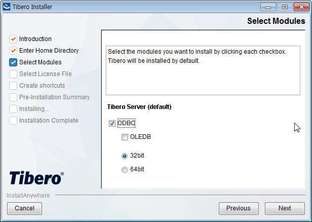 Tibero Installer - Select Modules