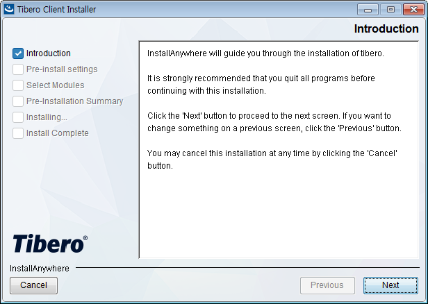 Tibero Client Installer - Introduction