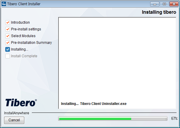 Tibero Client Installer - Install Progress