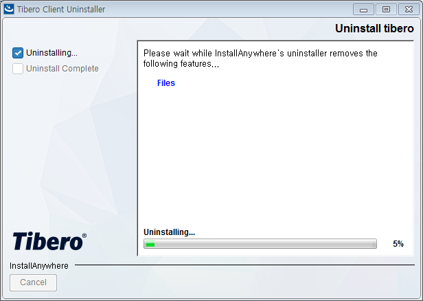Tibero Client Uninstaller - UnInstall Progress