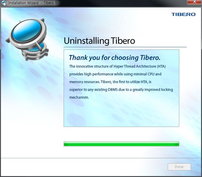 Uninstalling Tibero 5 SP1