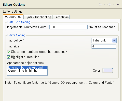 Editor Options - [Appearance] Tap