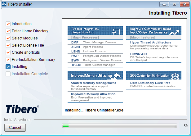 Tibero Installer - Install Progress