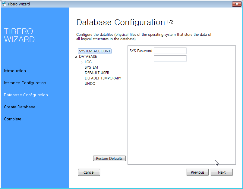 Tibero Installer - Database Configuration (1)