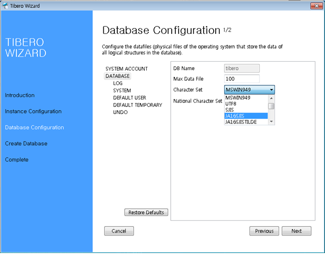 Tibero Installer - Database Configuration (2)