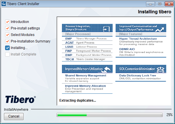 Tibero Client Installer - Install Progress