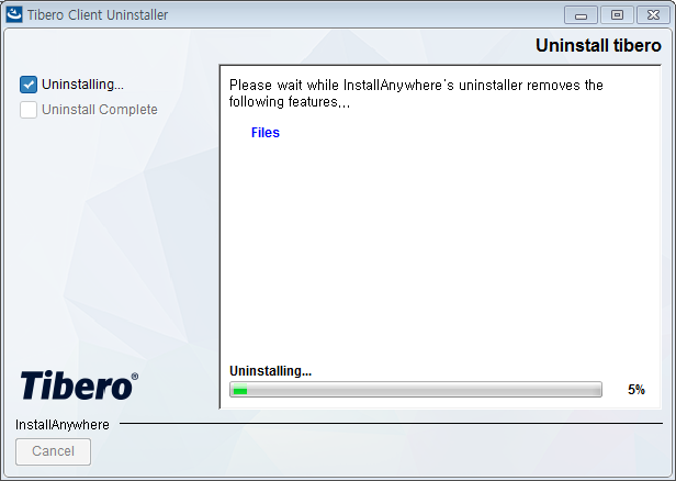 Tibero Client Uninstaller - Uninstall Progress