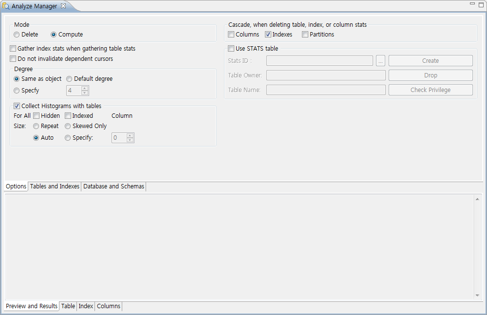 Analyze Manager - [Options] 탭