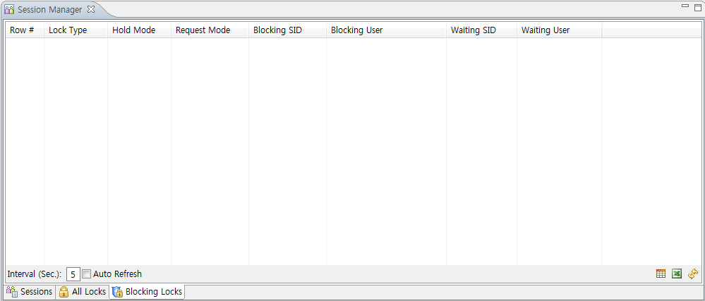 Session Manager - [Blocking Locks] 탭