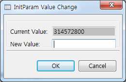 Parameter Manager - InitParam Value Change 대화 상자