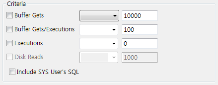 SQL Monitor - Criteria 영역