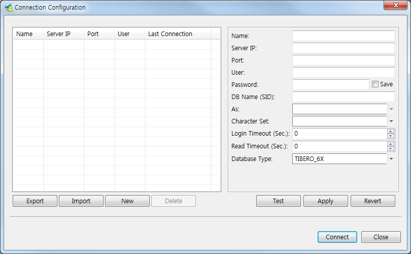 Login & Connection Config