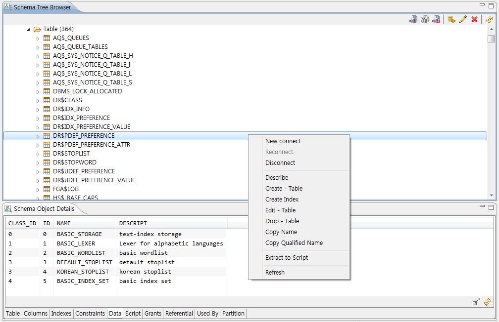 Schema Tree Browser