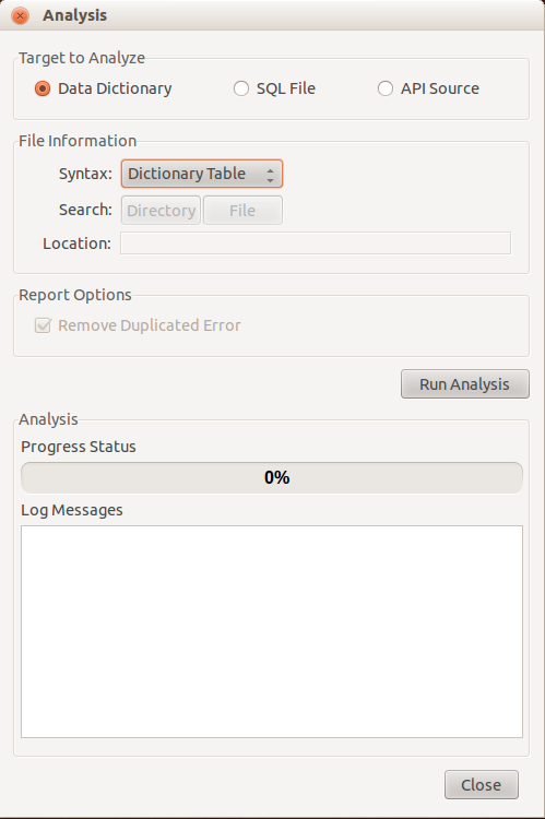 Analysis Screen