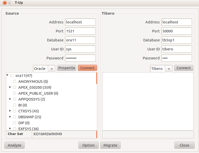 Migration - Source Database Connection Information