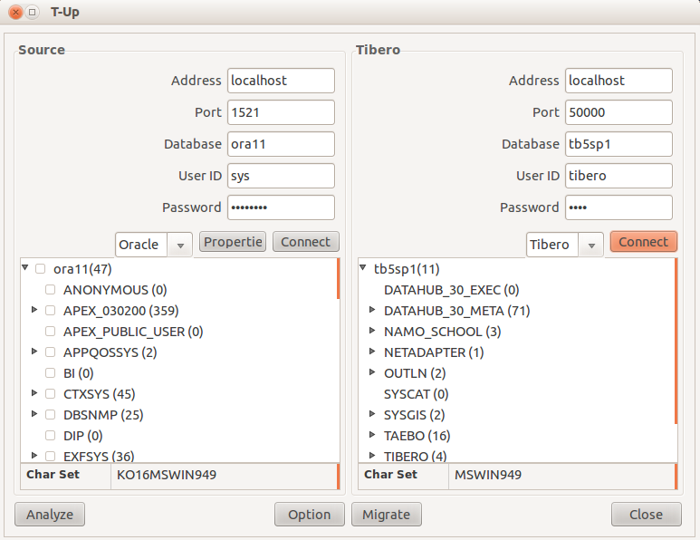 Migration - Target Database Connection Information