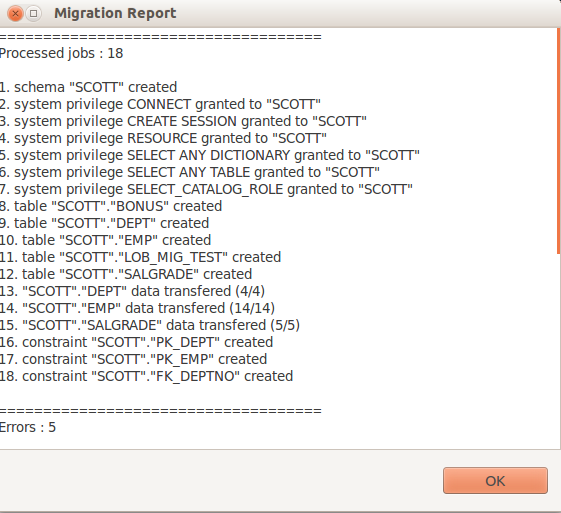 Migration - Report Screen