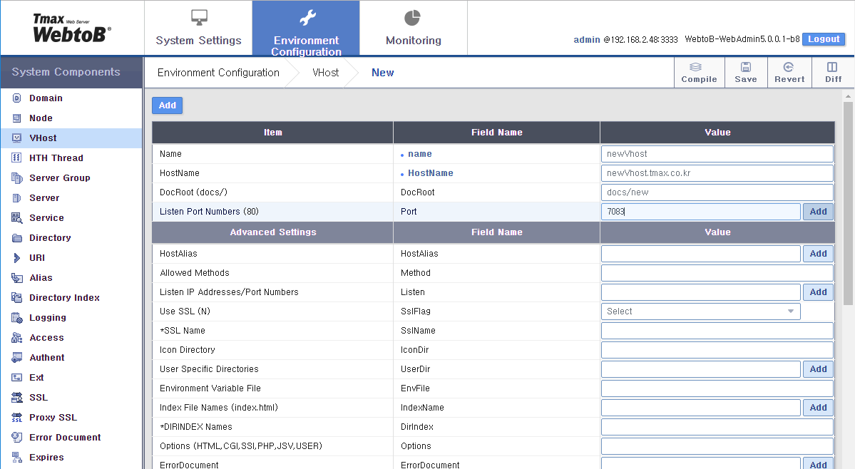 Adding a WebAdmin Environment Configuration (2)